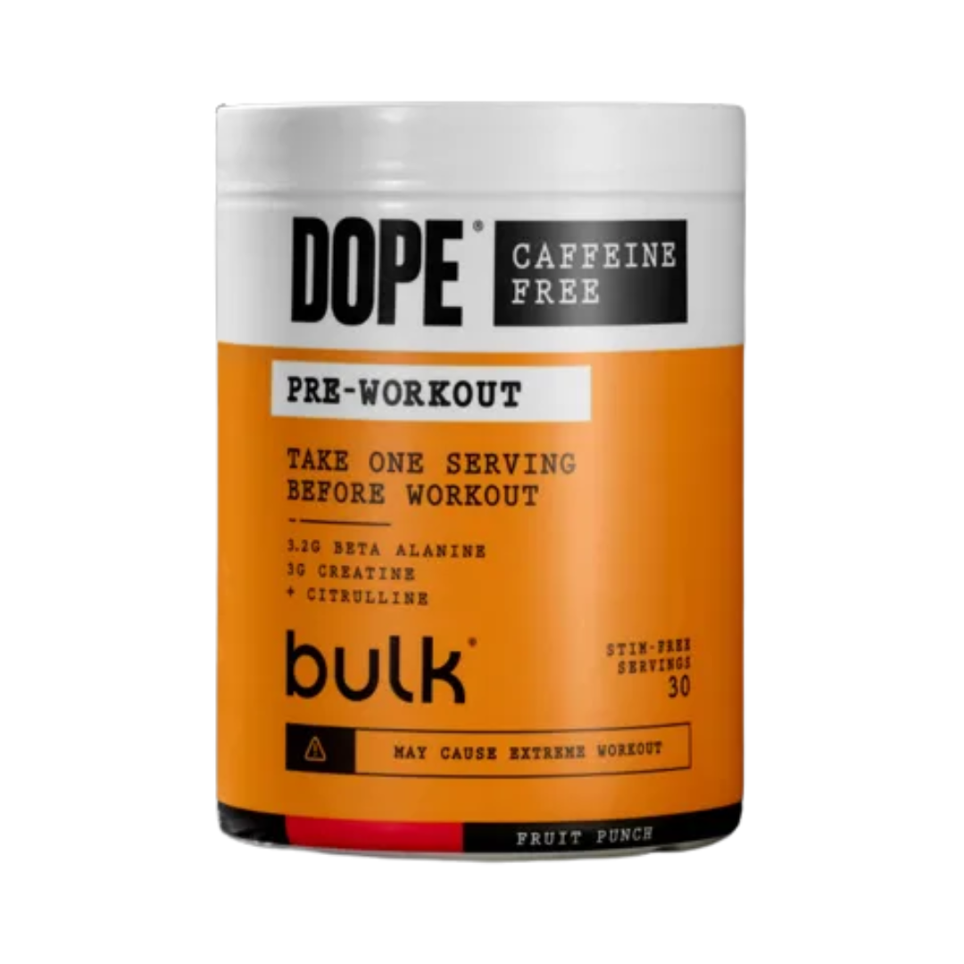 Bulk Dope Pre Workout Caffeine Free 510g Fruit Punch