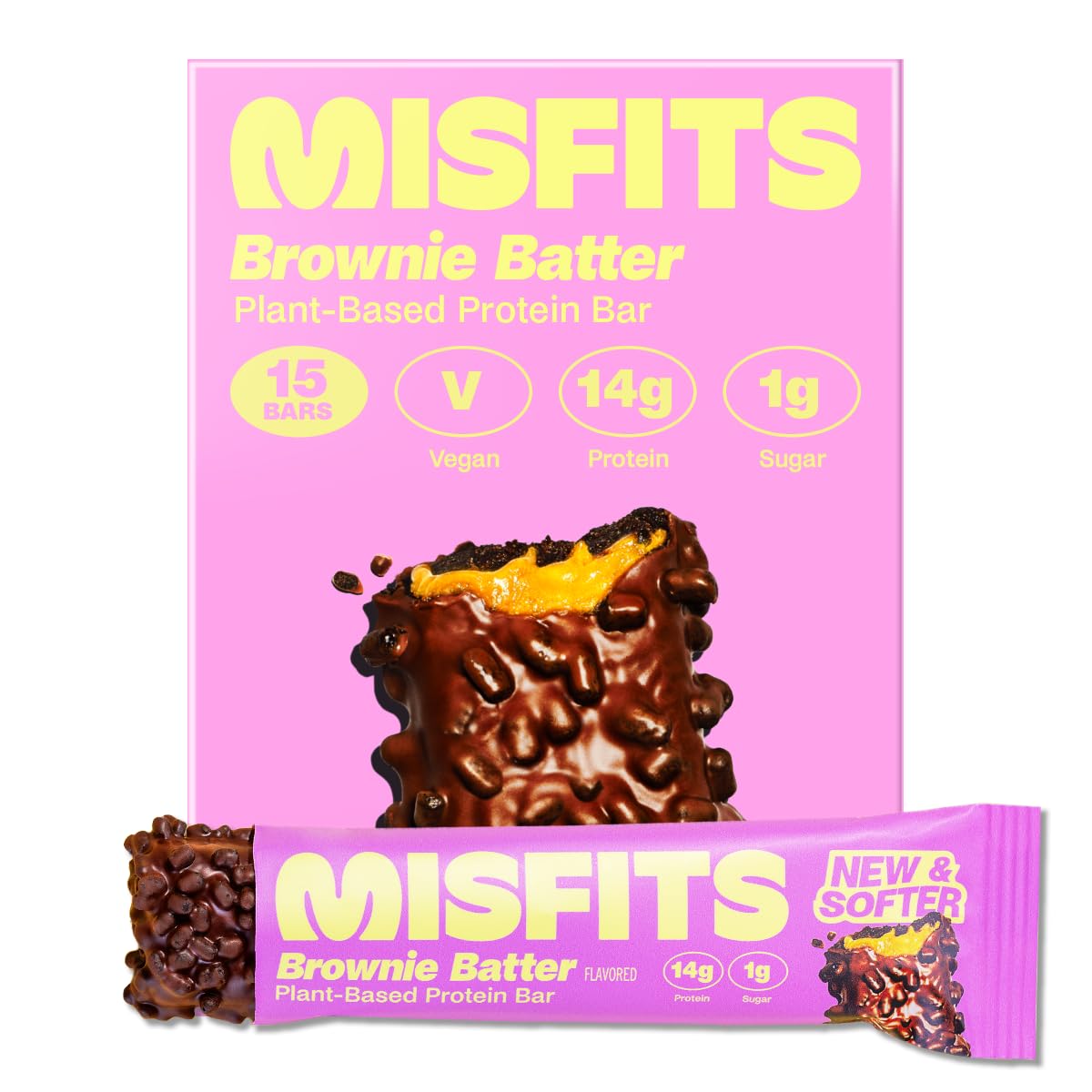 Misfits Plant-Based Protein Bar 15x50g Brownie Batter