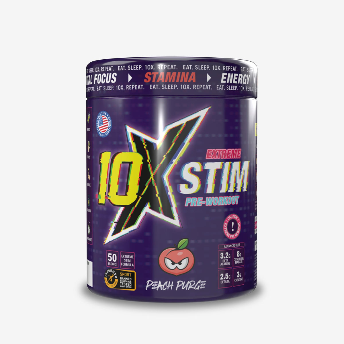 10X Athletic STIM 600g Peach Purge