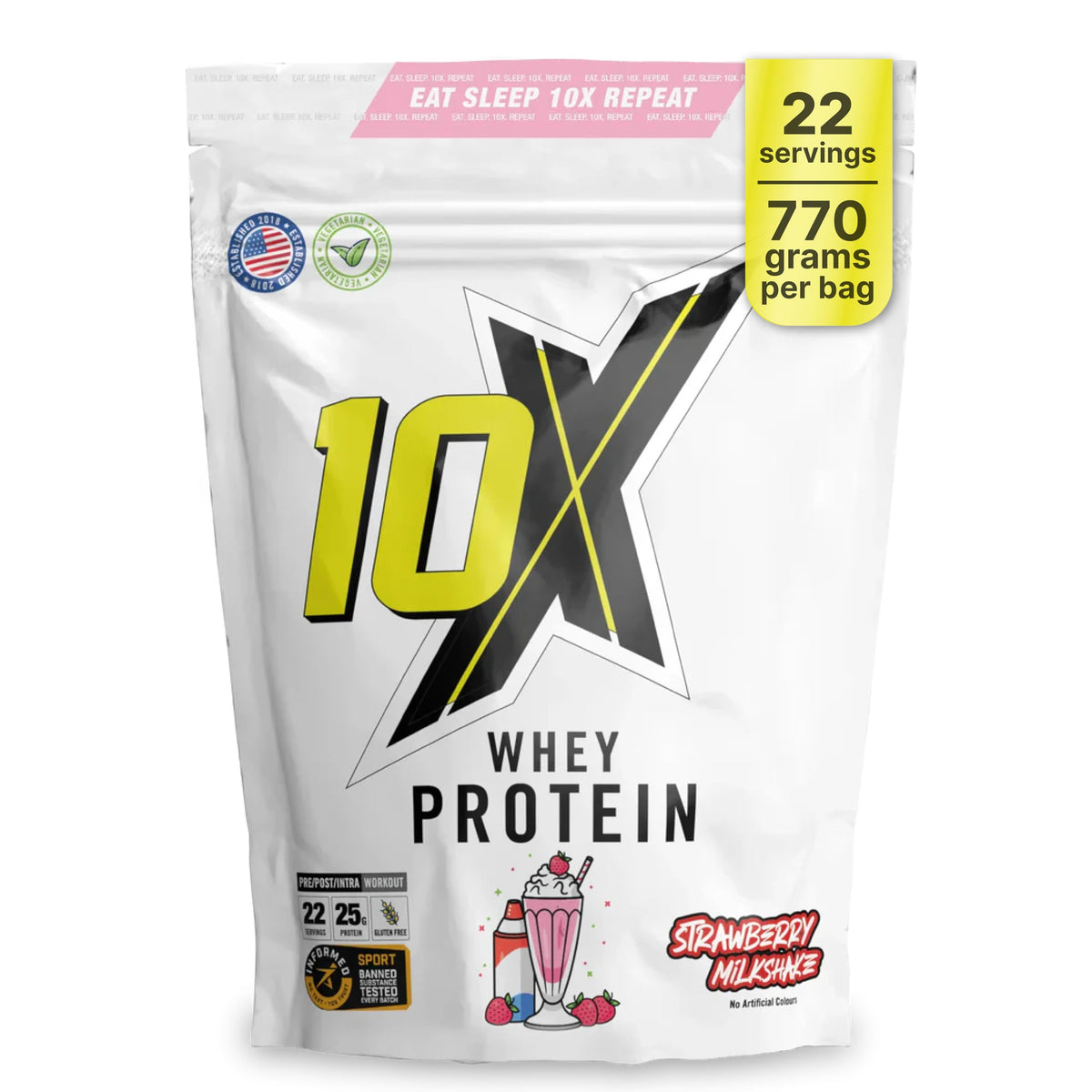 10X Athletic Whey Protein 700g Strawberry Milkshake