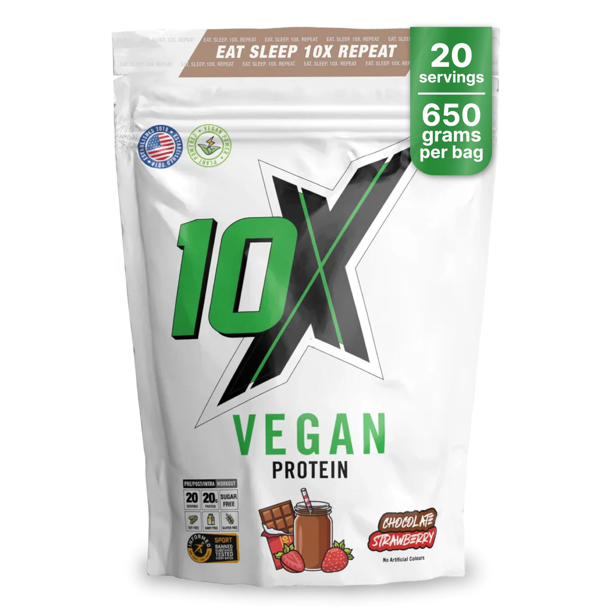 10X Athletic Vegan Protein 540g Chocolate Strawberry