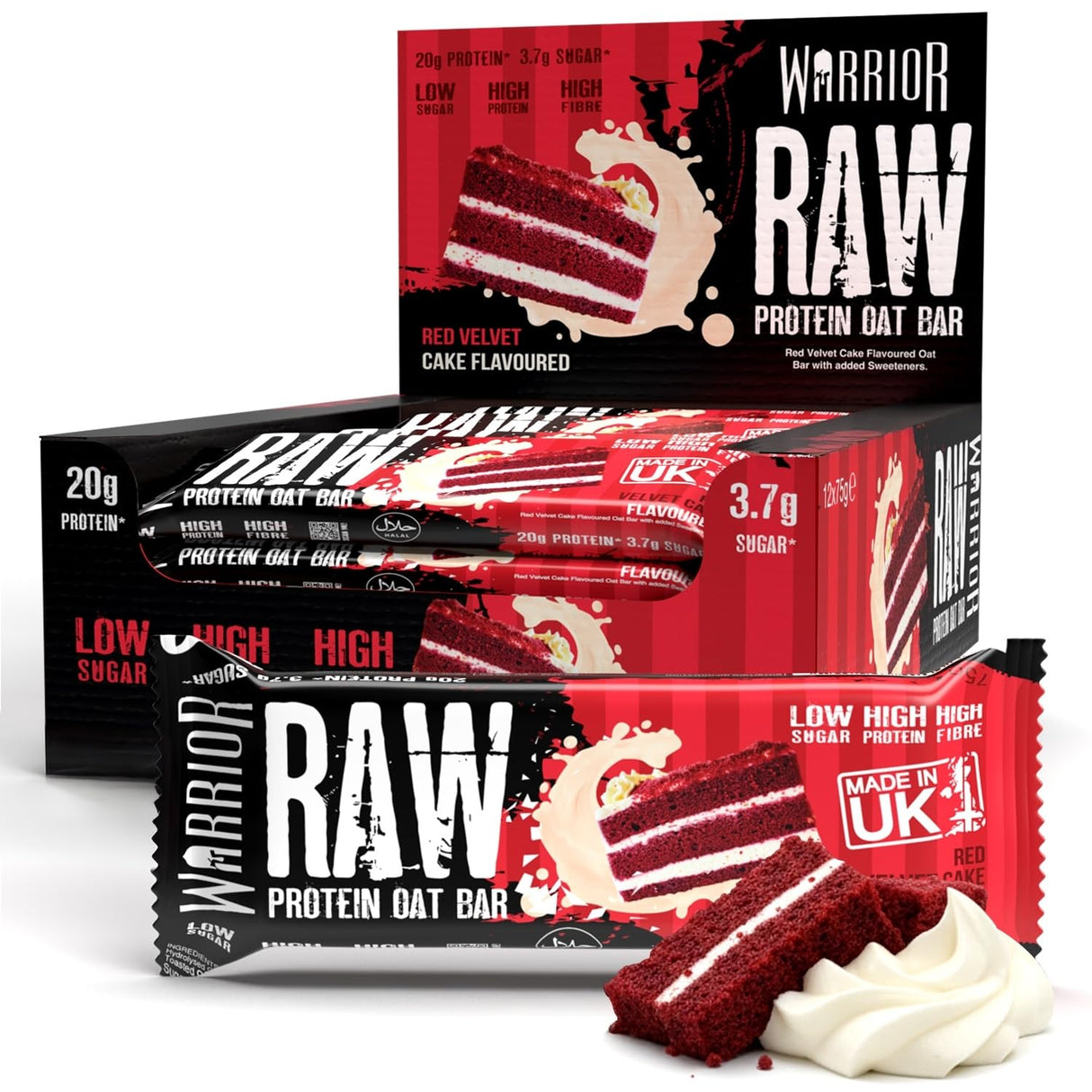 Warrior Raw Protein Flapjack 12x75g Red Velvet Cake