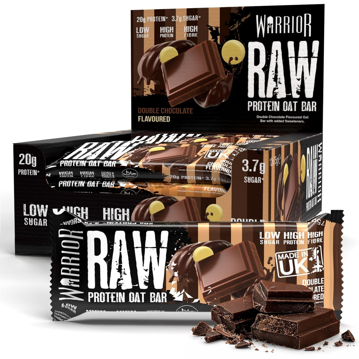 Warrior Raw Protein Flapjack 12x75g Double Chocolate