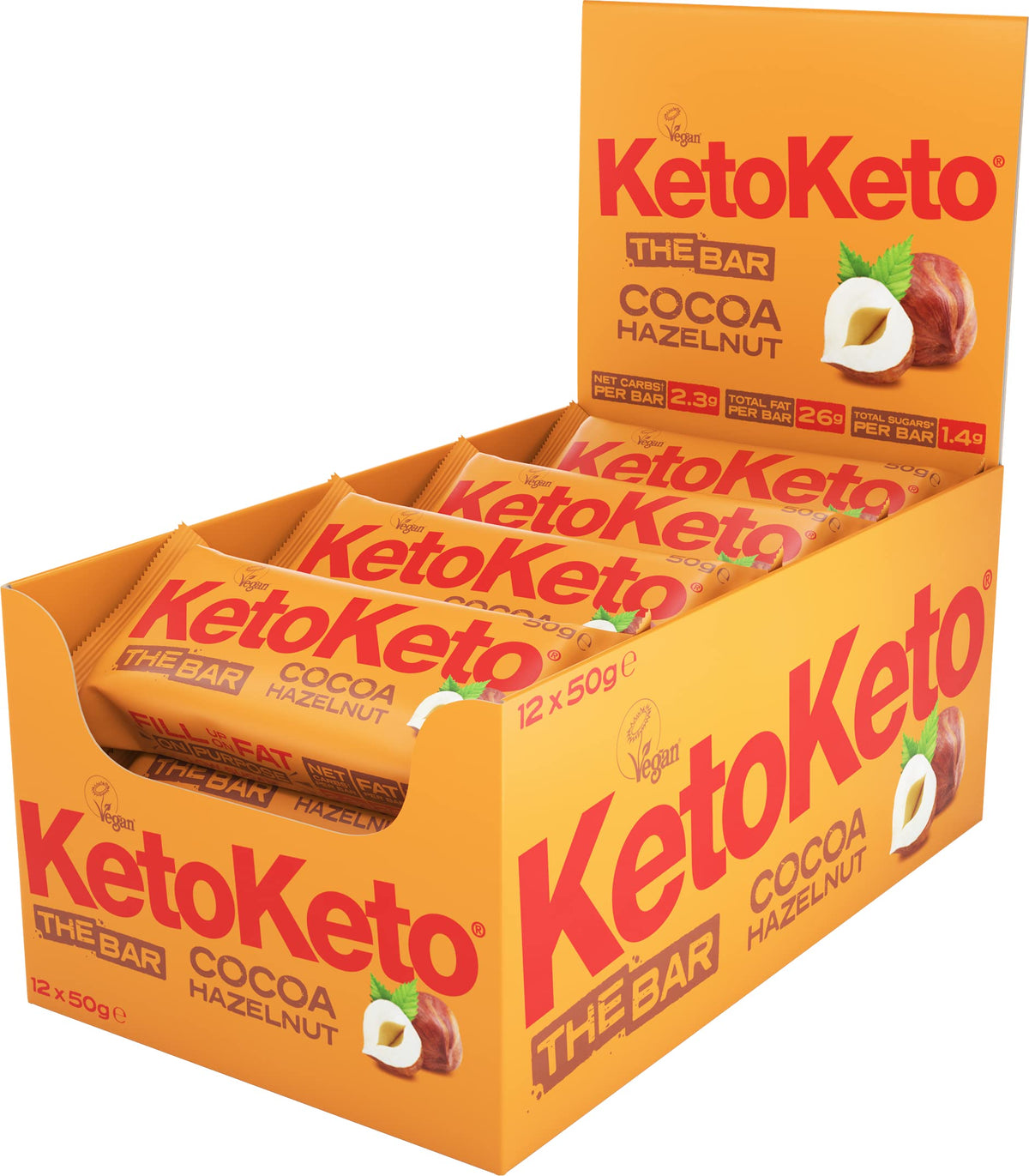 KetoKeto Bar 12x50g Choc Hazelnut