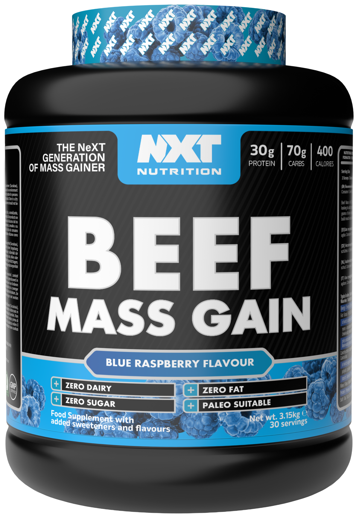 NXT Nutrition Beef Mass Gain - Blue Raspberry - 3.15kg
