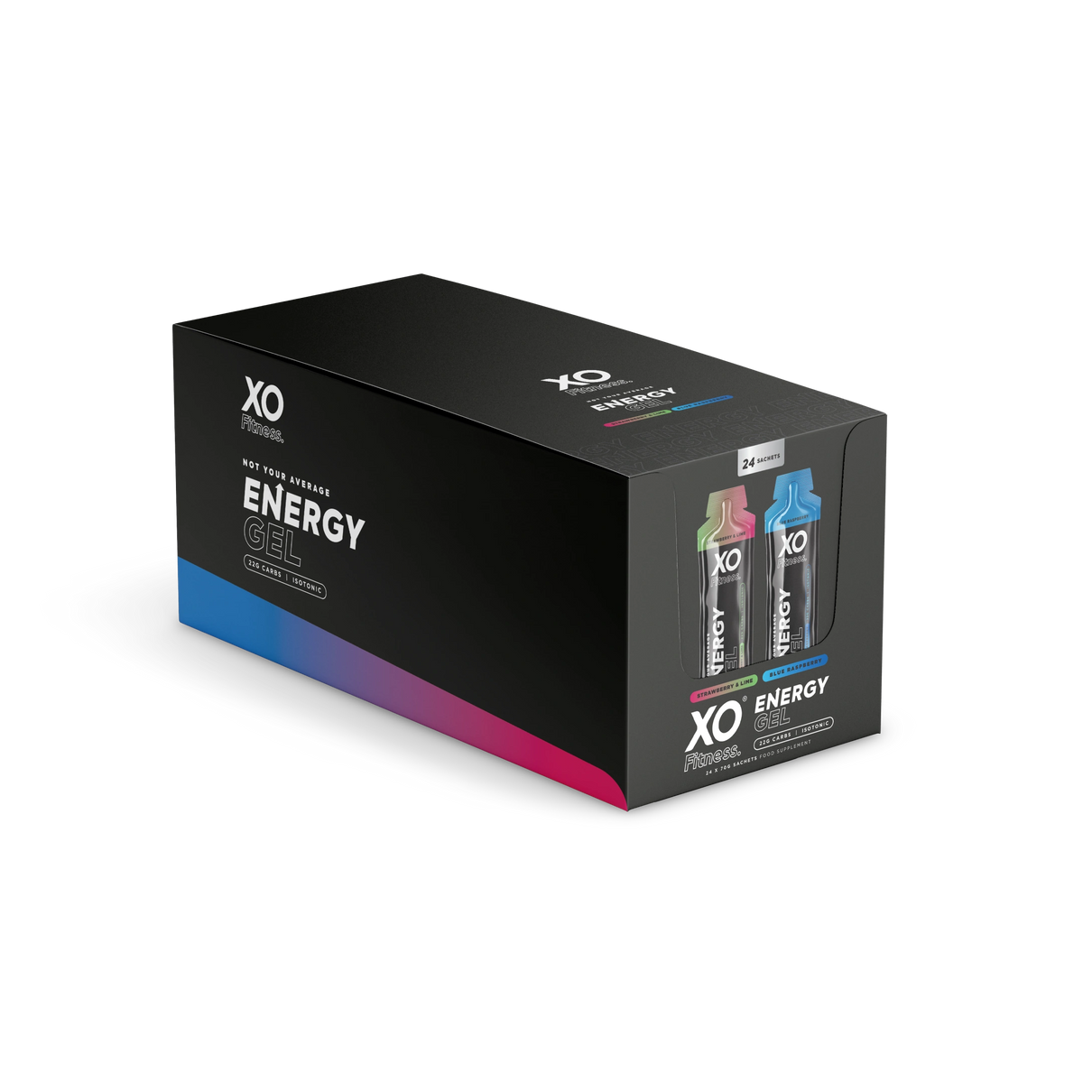 XO Fitness Gels - Strawberry & Lime / Blue Raspberry - 24x70g