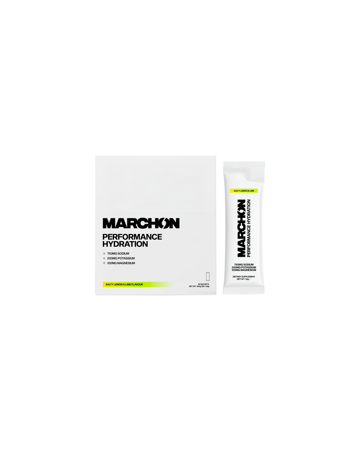 Marchon Supplements Performance Hydration Electrolyte Powder Sachets - Salty Lemon & Lime - 30x10g