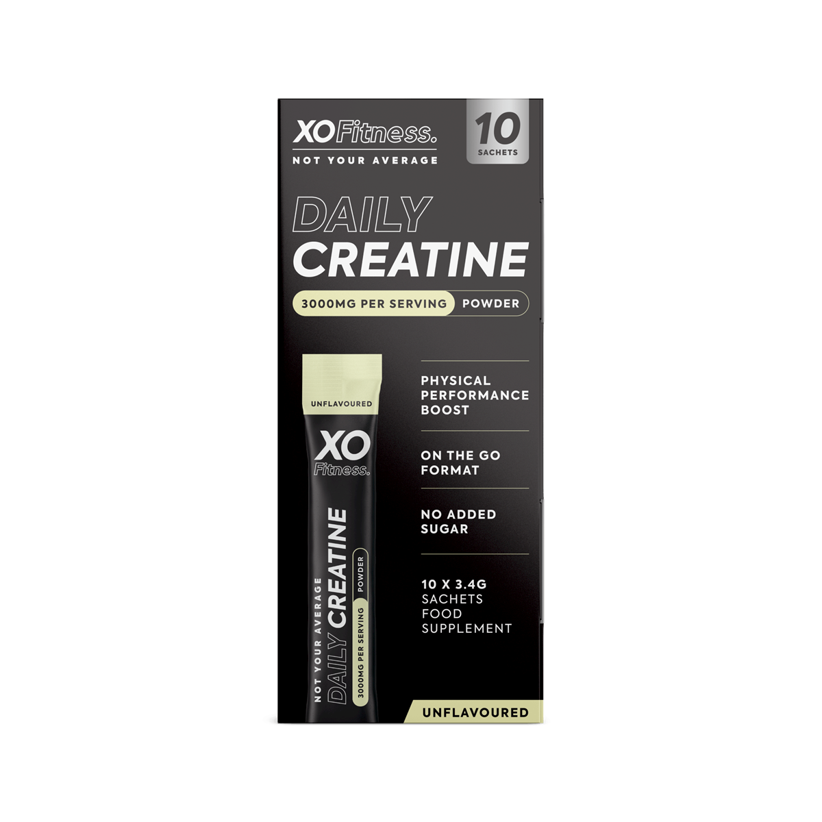 XO Fitness Creatine Sticks - Unflavoured - 10x3.4g