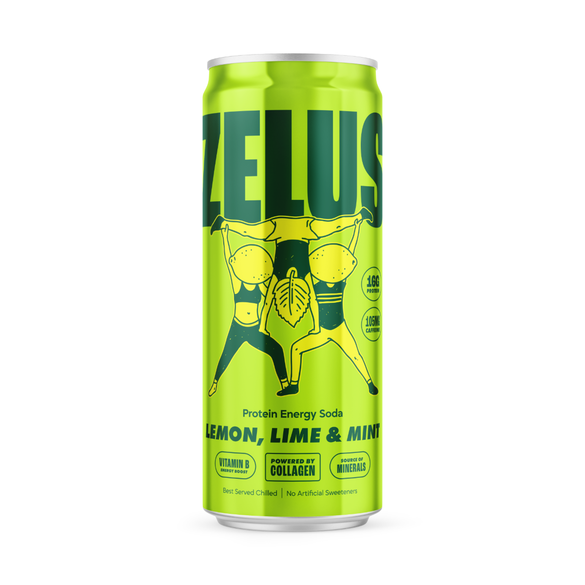 ZELUS Protein Energy Soda - Lemon, Lime & Mint - 12x330ml