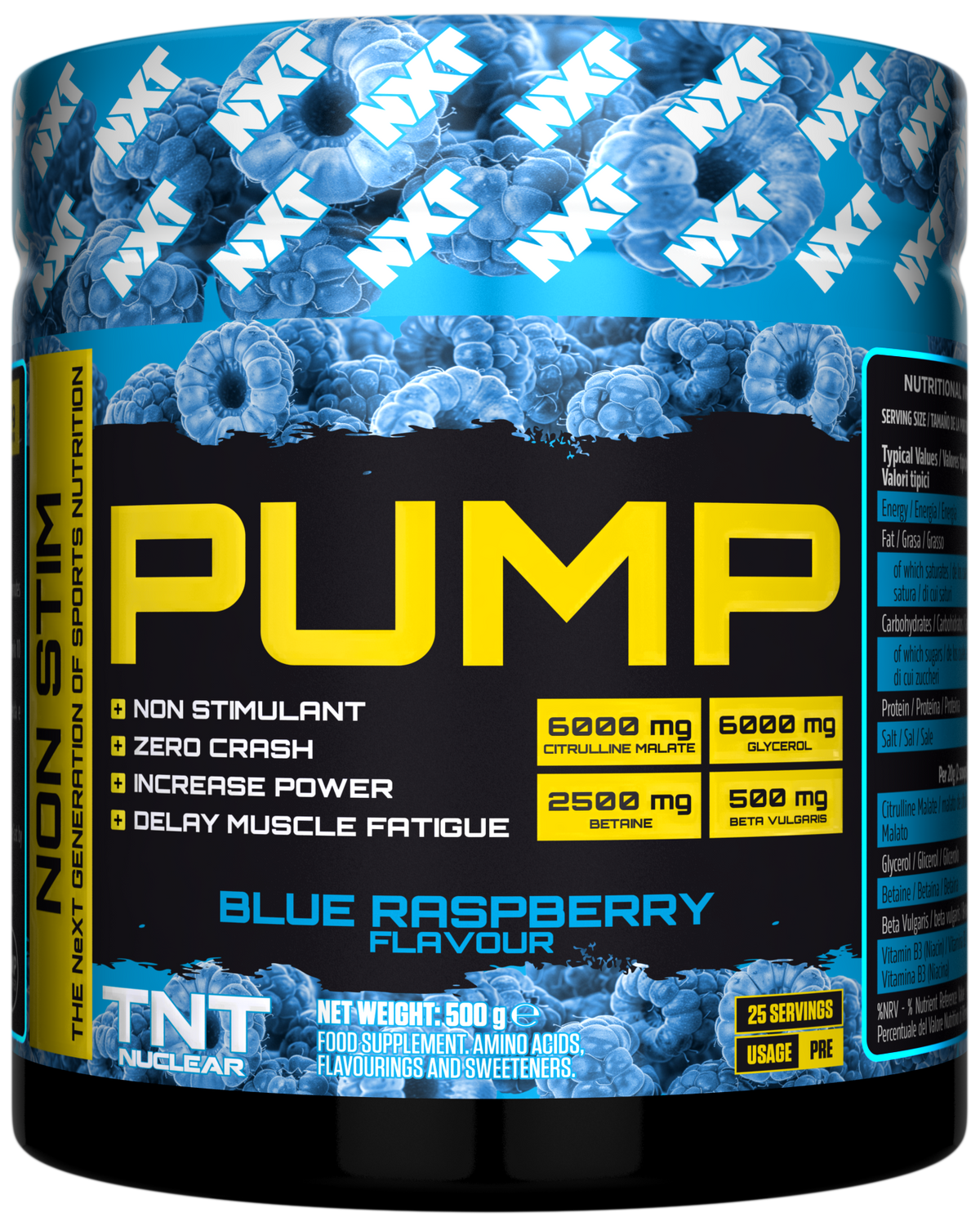 NXT Nutrition TNT Nuclear PUMP (Stim-Free) - Blue Raspberry - 500g