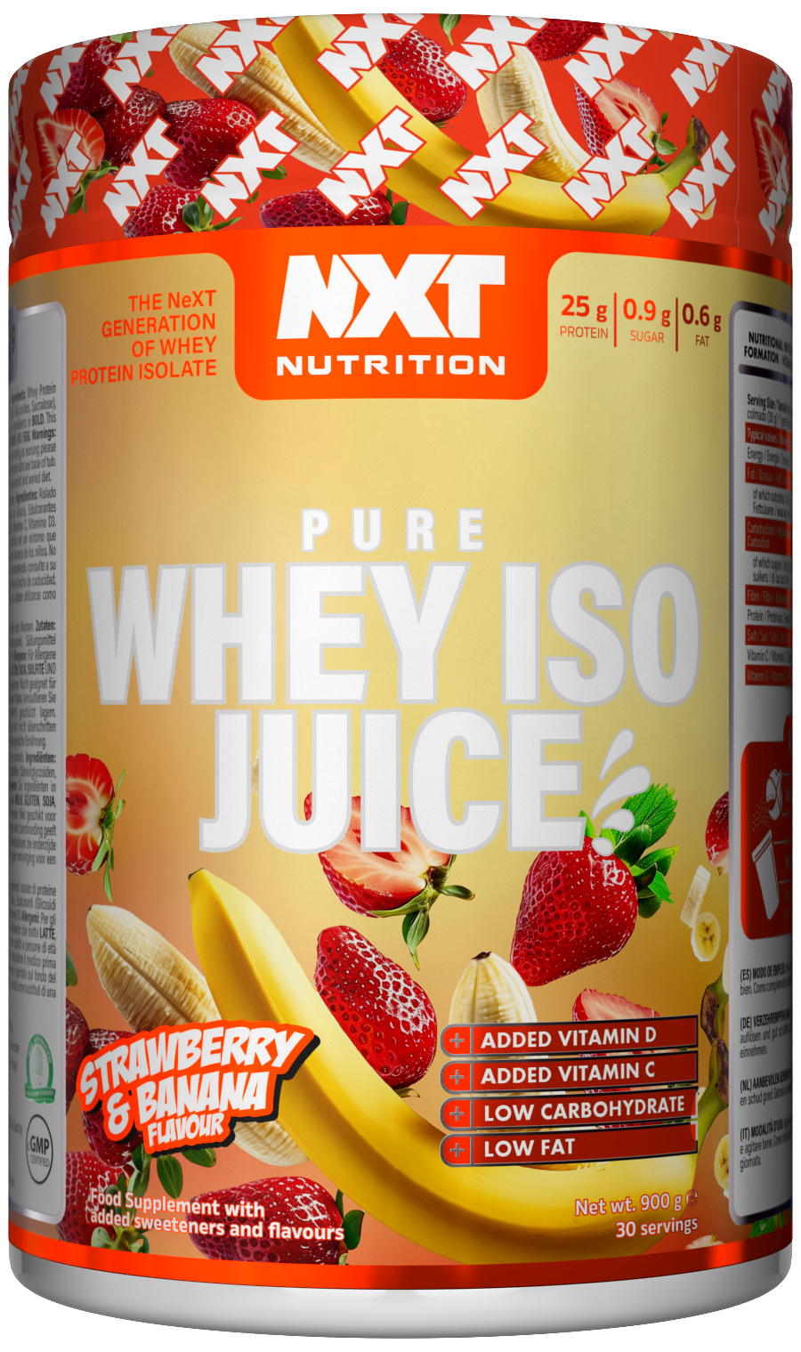 NXT Nutrition Pure Whey ISO Juice - Strawberry & Banana - 900g