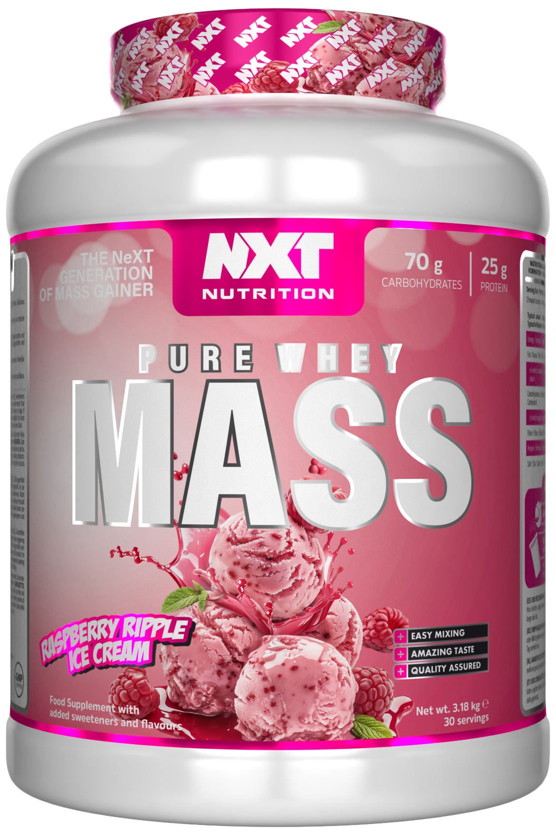 NXT Nutrition NXT Pure Whey Mass - Raspberry Ripple Ice Cream - 3.18kg