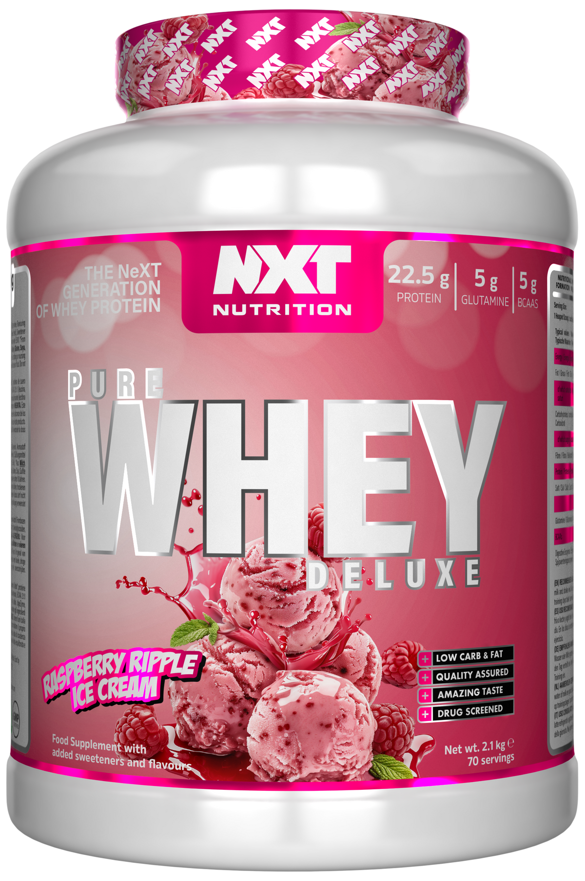 NXT Nutrition Pure Whey Deluxe - Raspberry Ripple Ice Cream - 2.1kg