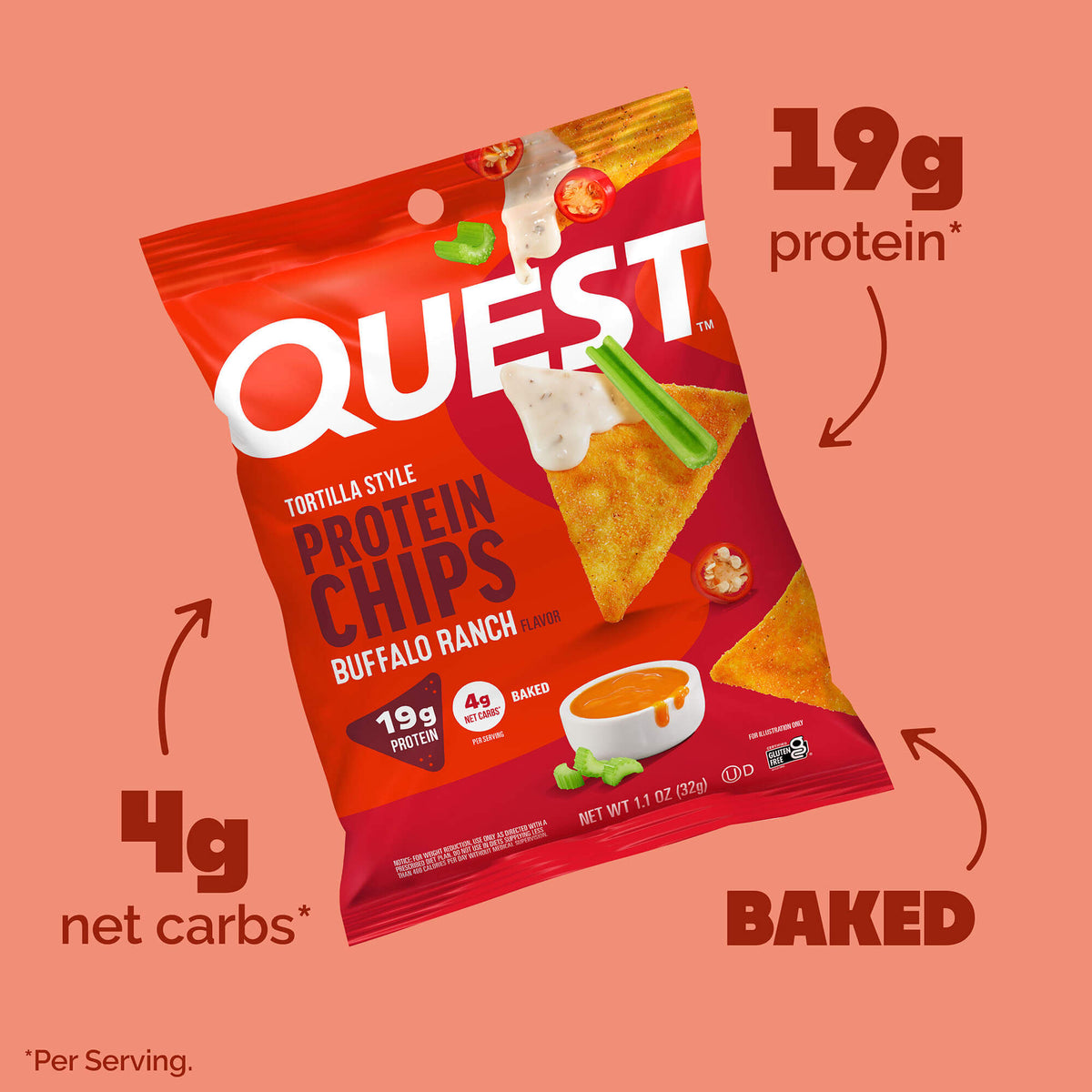 Quest Nutrition Protein Chips - Buffalo Ranch - 8x32g