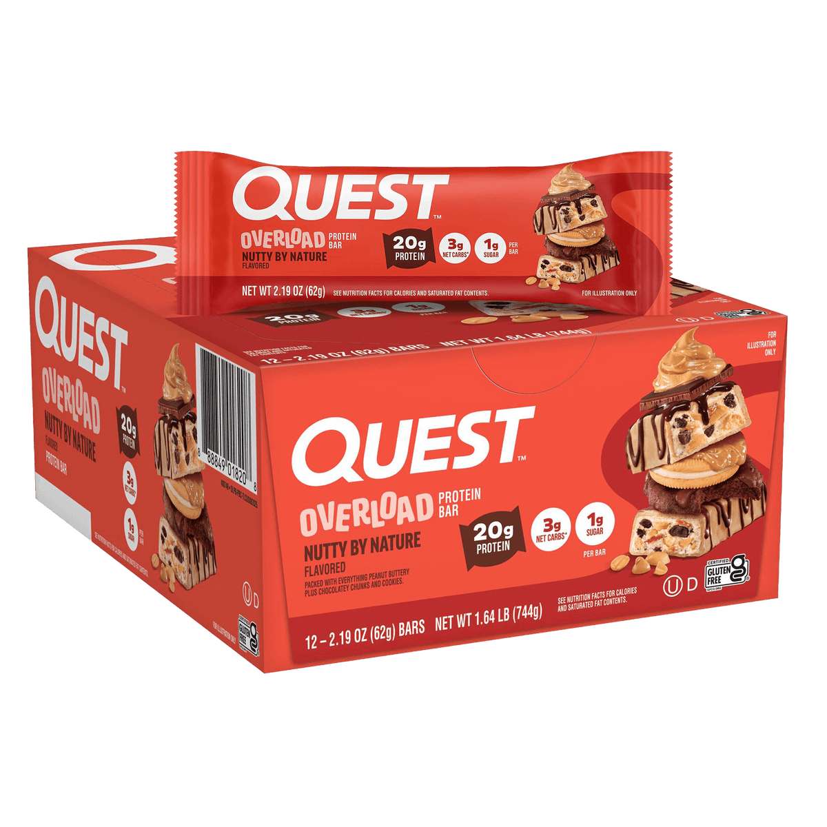 Quest Nutrition Overload Protein Bar - Nutty by Nature - 12x60g