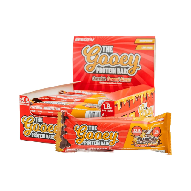 Efectiv Nutrition The Gooey Protein Bar 12x65g Chocolate Caramel Biscuit