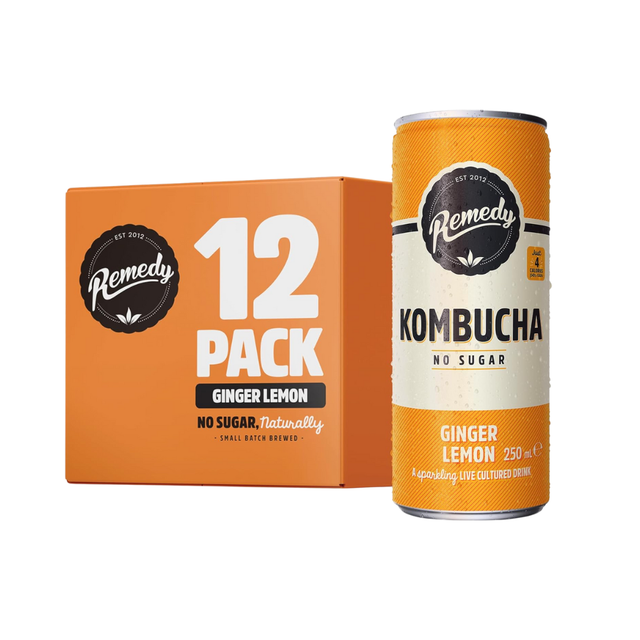 Remedy Kombucha 12x250ml Ginger Lemon