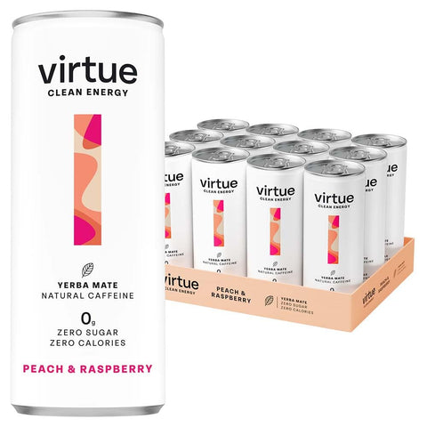 Virtue Clean Energy Yerba Mate 12x250ml Peach and Raspberry