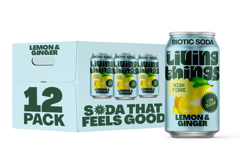 Living Things Prebiotic Soda 12x330ml Lemon & Ginger Soda