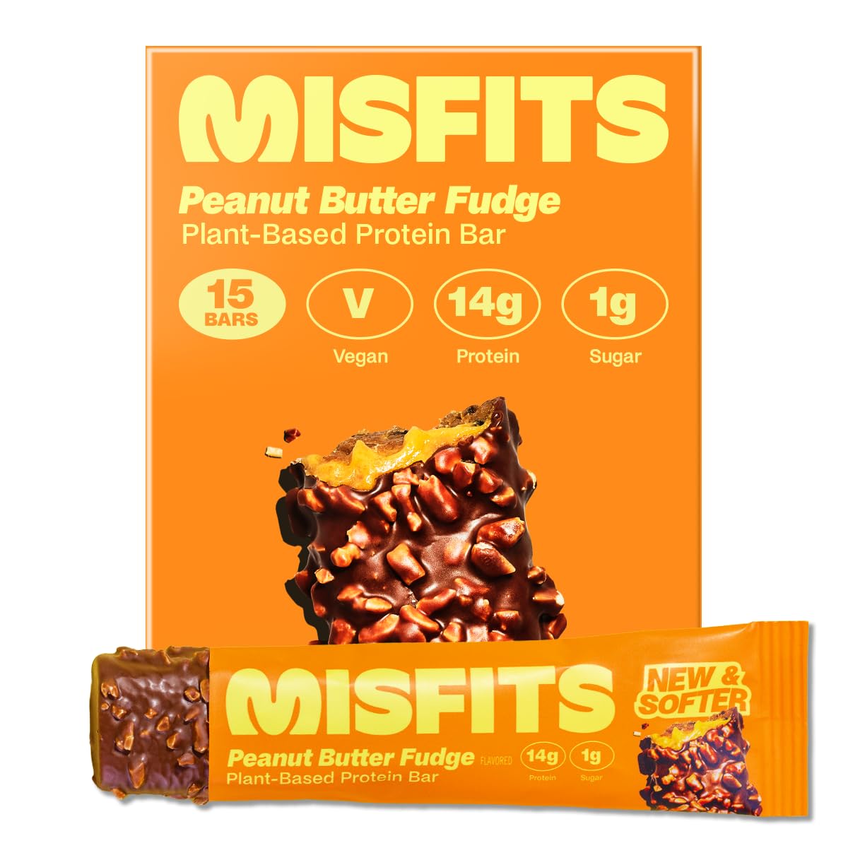 Misfits Plant-Based Protein Bar 15x50g Peanut Butter Fudge