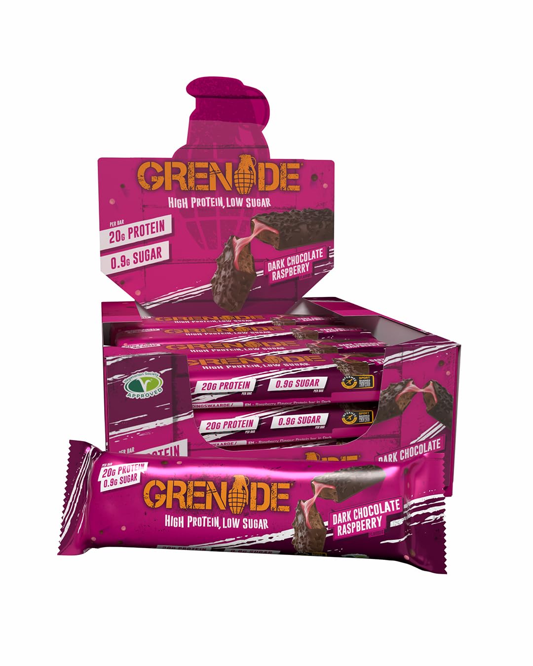 Grenade Protein Bar 12x60g Dark Chocolate Raspberry