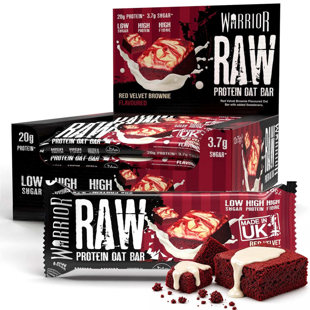 Warrior Raw Protein Flapjack 12x75g Red Velvet Brownie