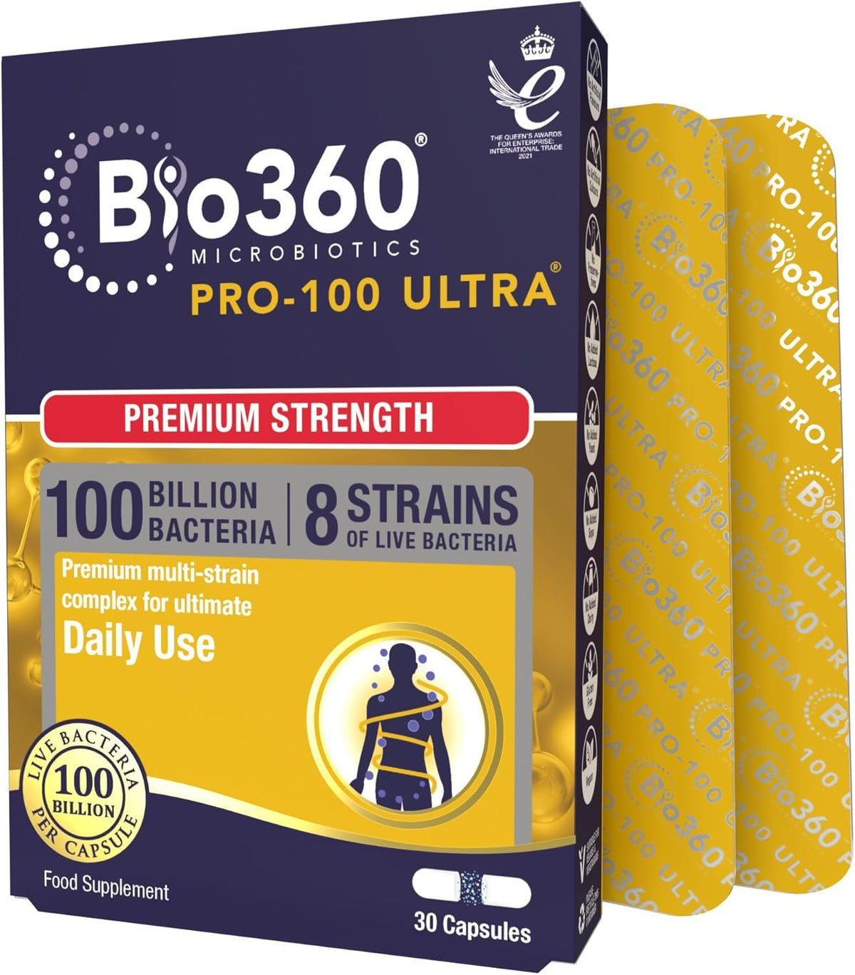 Natures Aid Pro-100 Ultra 8 Strain Complex 30 Caps