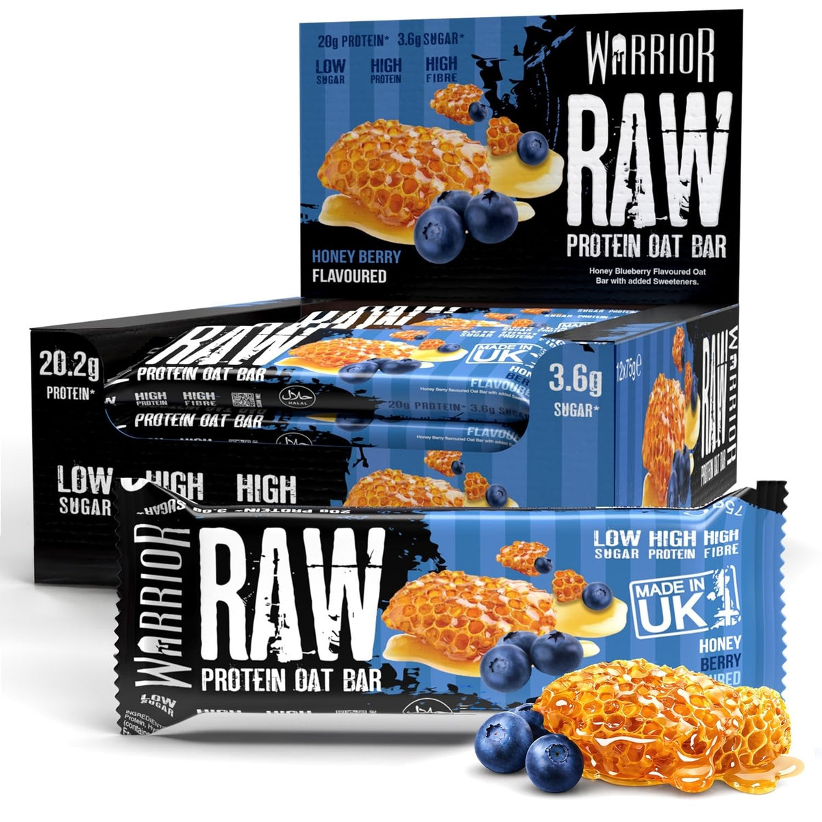 Warrior Raw Protein Flapjack 12x75g Honey Berry — Warrior — image 1