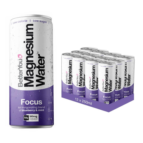 BetterYou Magnesium Water Focus 12x250ml Blueberry & Mint