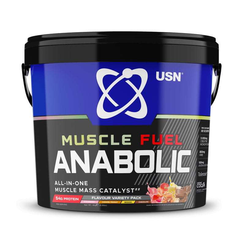 USN Muscle Fuel Anabolic Variety Pack 4kg Peanut Caramel/Choc/Strawb/Banana