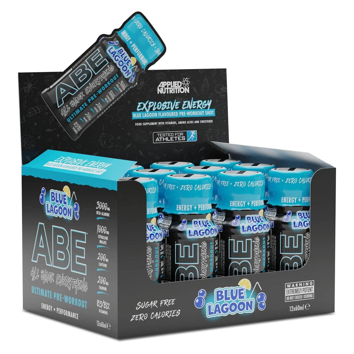 Applied Nutrition ABE (All Black Everything) Shots 12x60ml Blue Lagoon