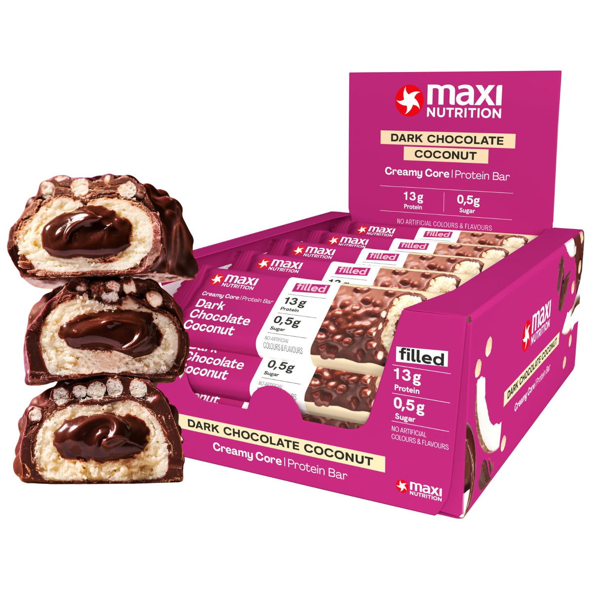 MaxiNutrition Creamy Core Protein Bar 12x45g Dark Chocolate Coconut