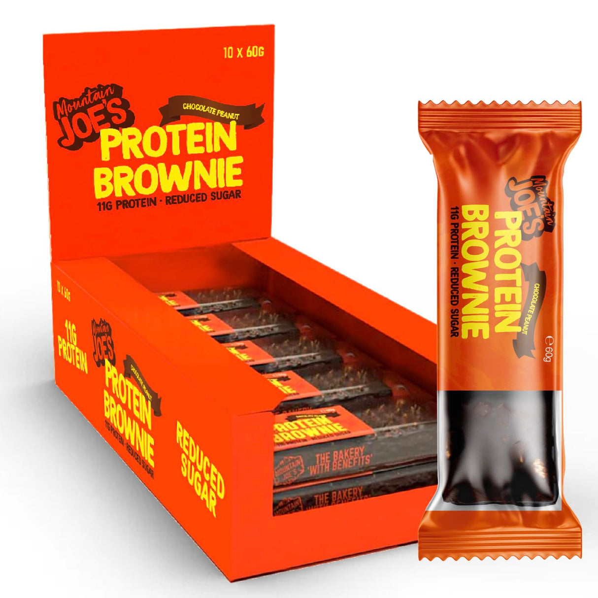 Mountain Joes Protein Brownie 10x60g Chocolate Peanut