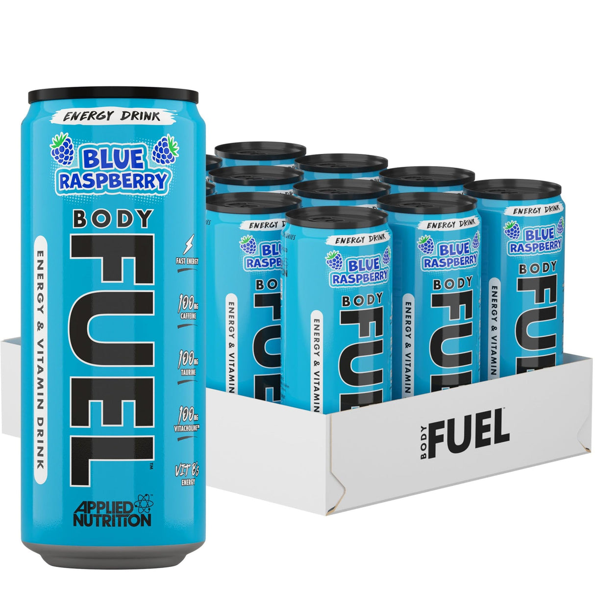 Applied Nutrition Body Fuel Energy Can 12x330ml Blue Raspberry