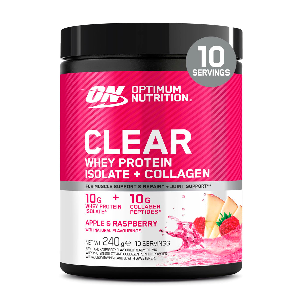 Optimum Nutrition Clear + Collagen 240g Apple & Raspberry — Optimum Nutrition — image 1