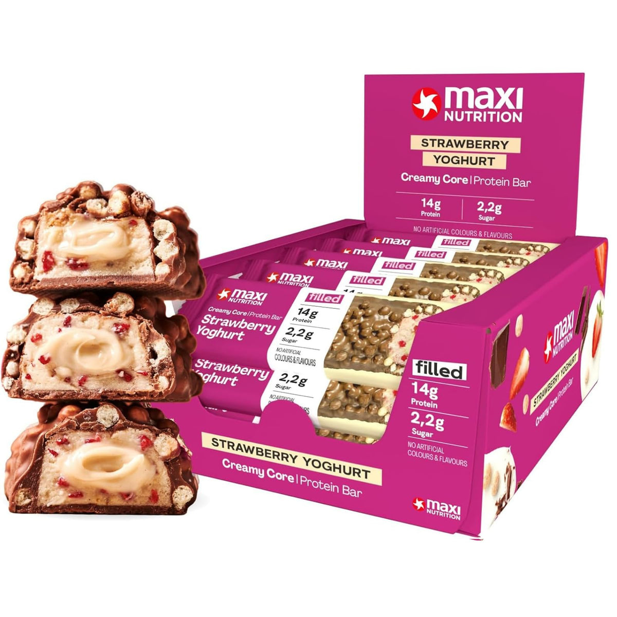 MaxiNutrition Creamy Core Protein Bar 12x45g Strawberry Yoghurt