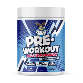 Muscle Moose Pre-Workout - Zero Itch Formula 280g Blue Raspberry