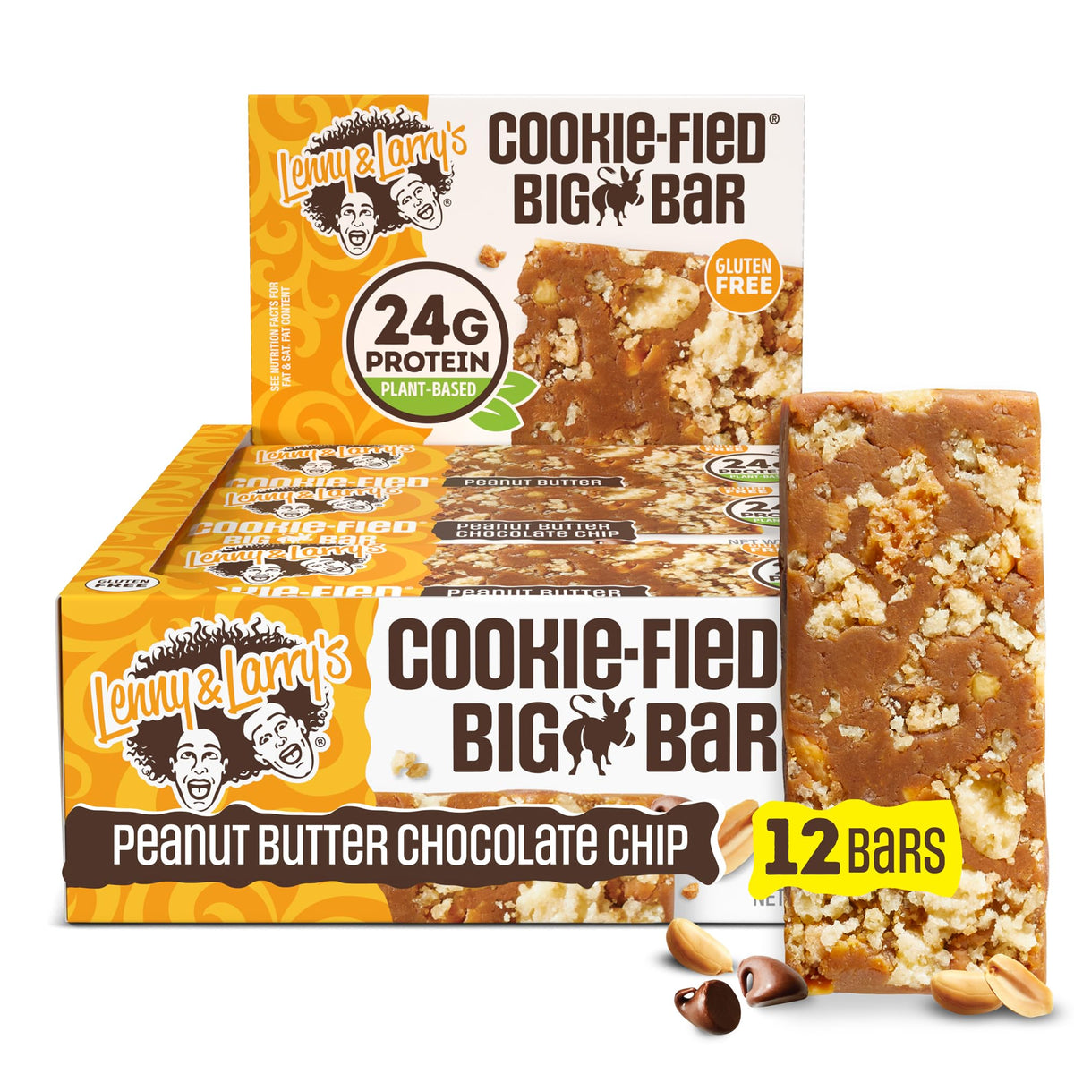 Lenny & Larrys The Complete Cookie-fied BIG Bar 12x90g Peanut Butter Chocolate Chip