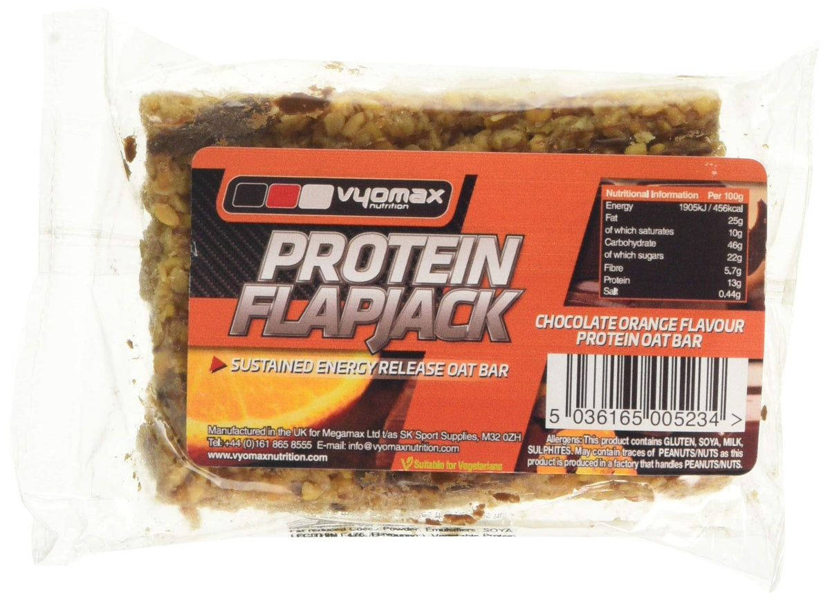 Vyomax Nutrition Protein Flapjacks 12x100g Chocolate Orange