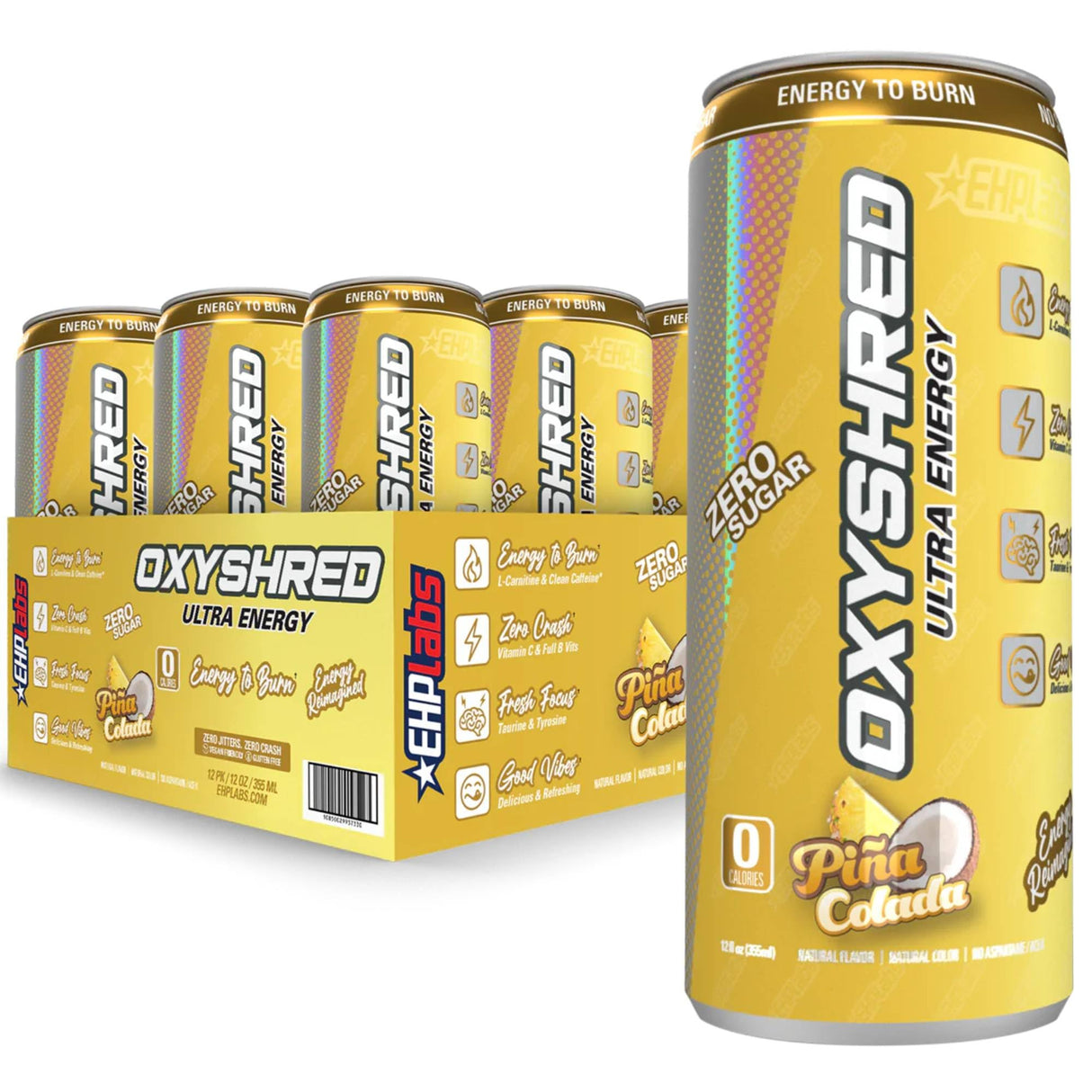 EHP Labs OxyShred Ultra Energy Drink RTD 12x355ml Pina Colada
