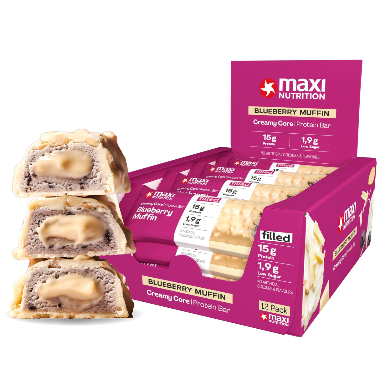 MaxiNutrition Creamy Core Protein Bar 12x45g Blueberry Muffin
