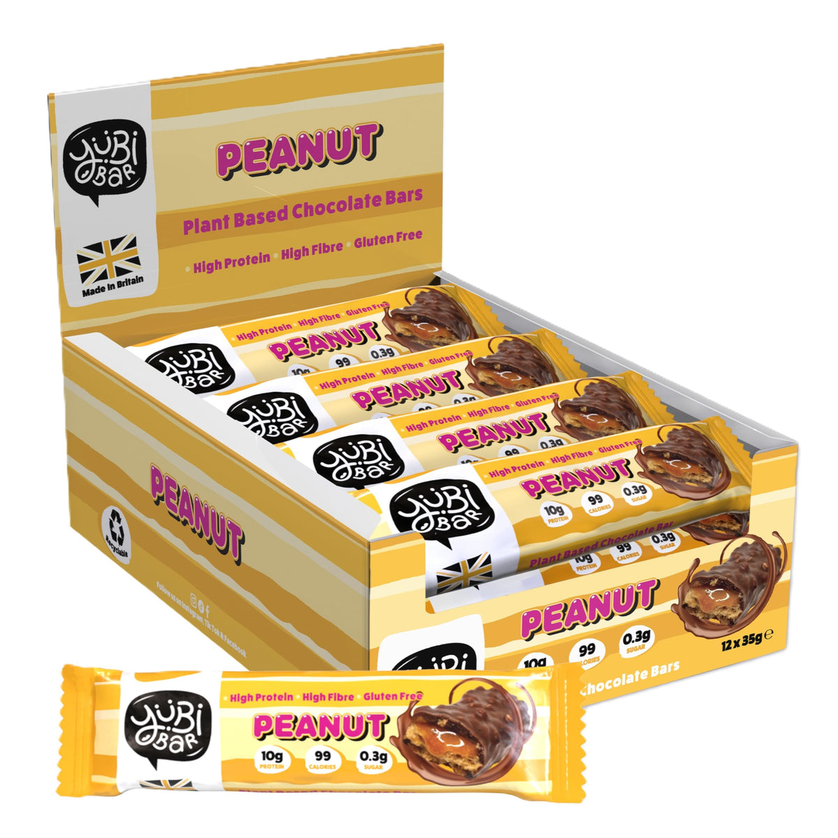 YuBi Bar Protein Bar 12x35g Peanut