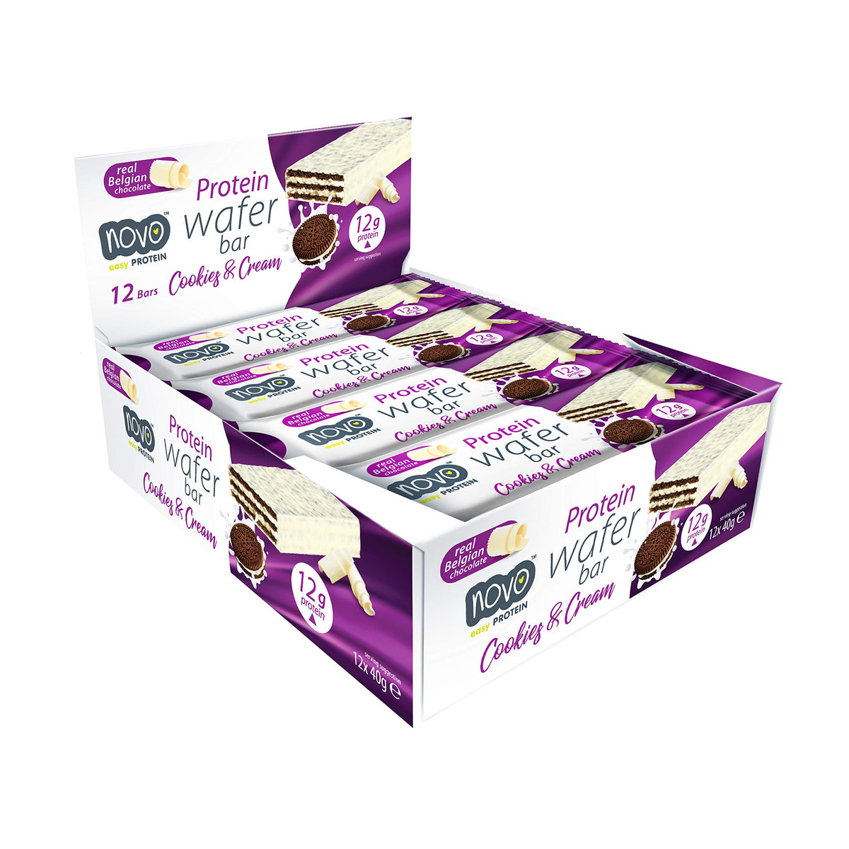 Novo Nutrition Novo Protein Wafer Bar 12x40g Cookies and Cream