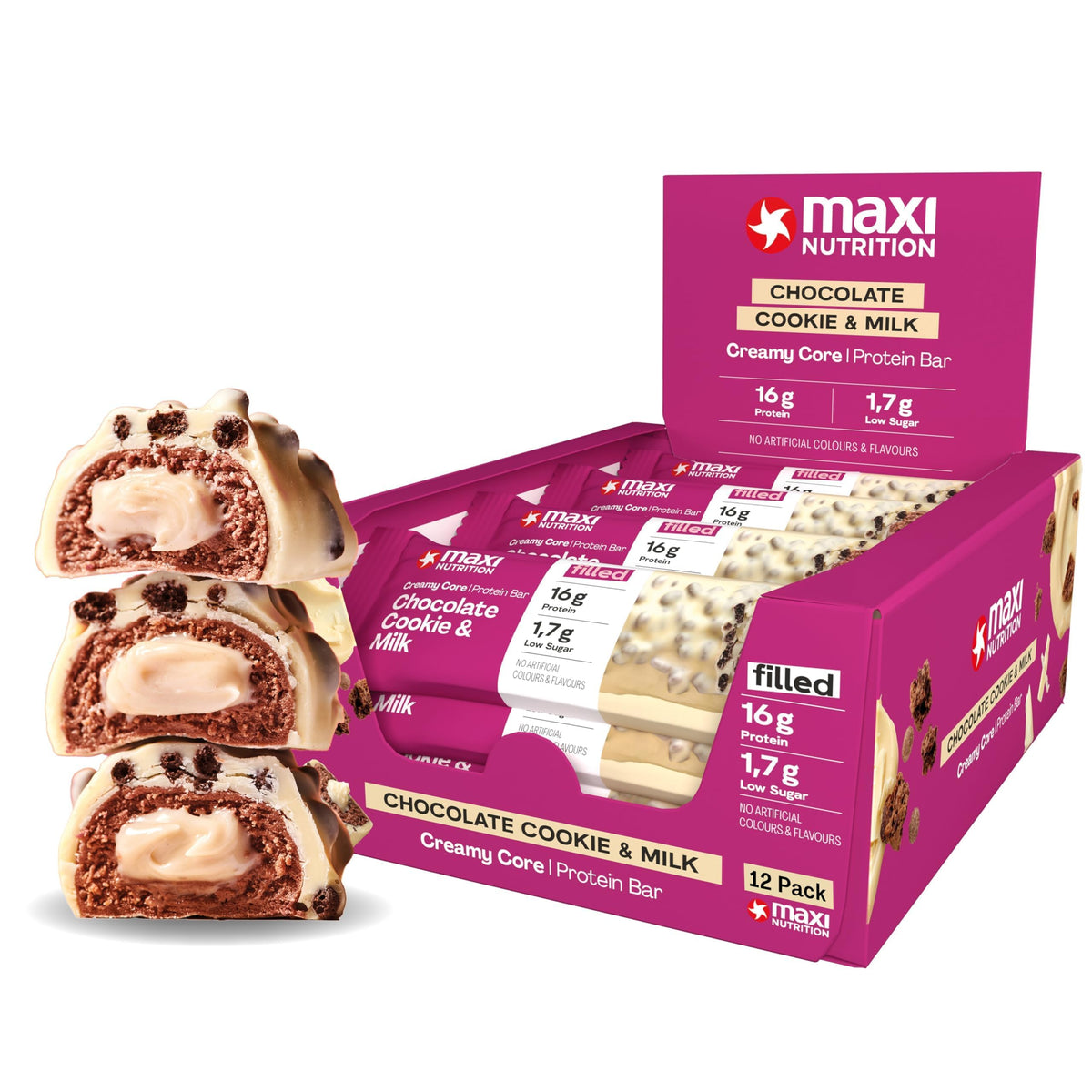 MaxiNutrition Creamy Core Protein Bar 12x45g Chocolate Cookie & Milk