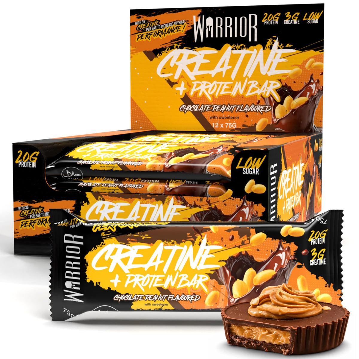Warrior Creatine Bars 12x75g Chocolate Peanut