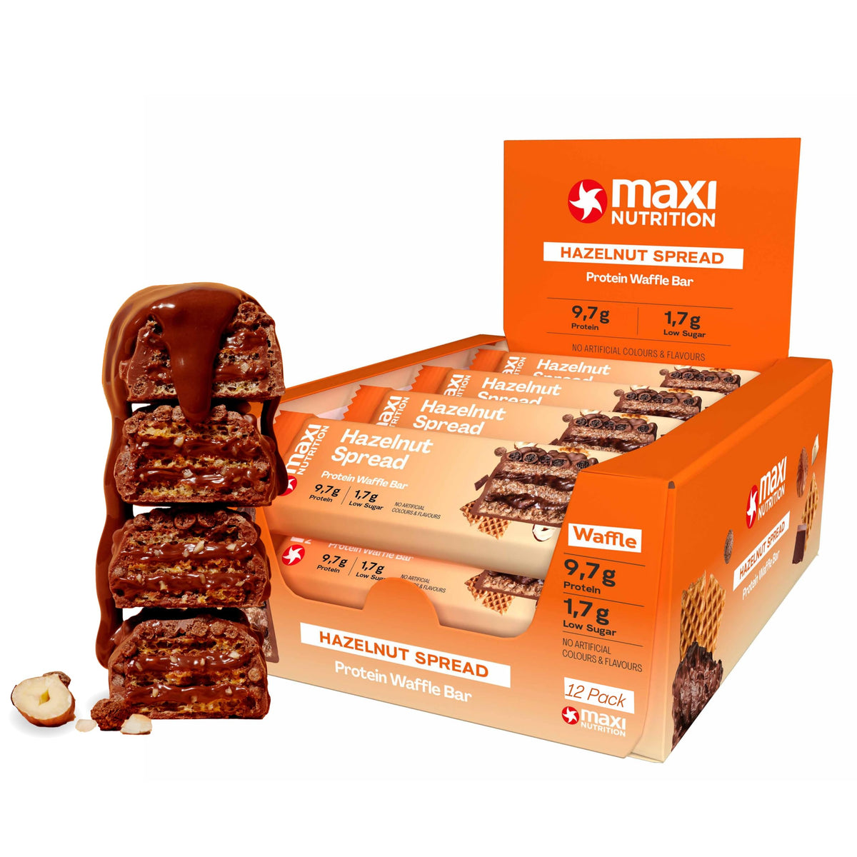 MaxiNutrition Protein Waffle Bar 12x40g Hazelnut Spread