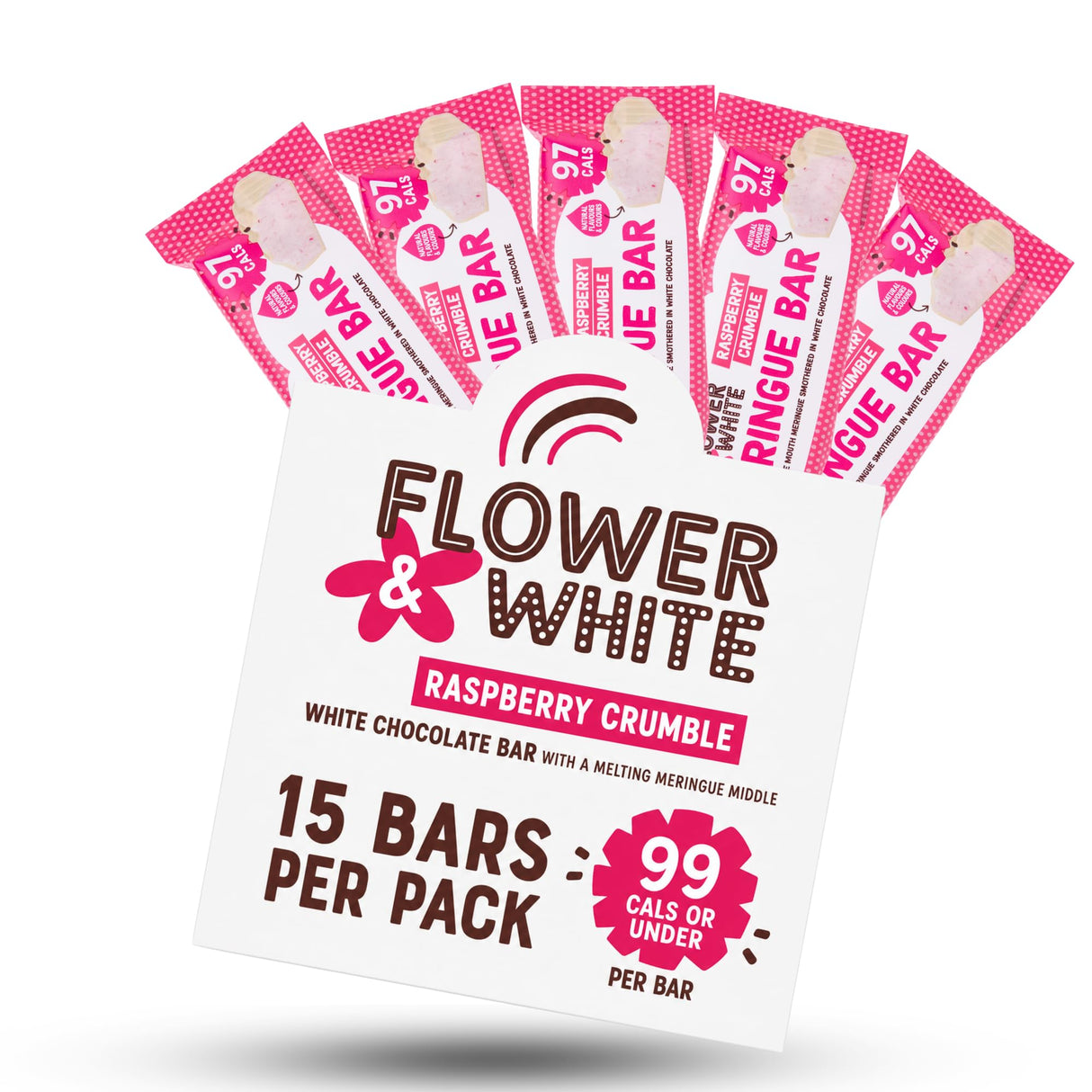 Flower & White Meringue Bar 12x20g Raspberry Crumble