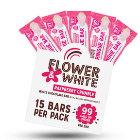 Flower & White Meringue Bar 12x20g Raspberry Crumble