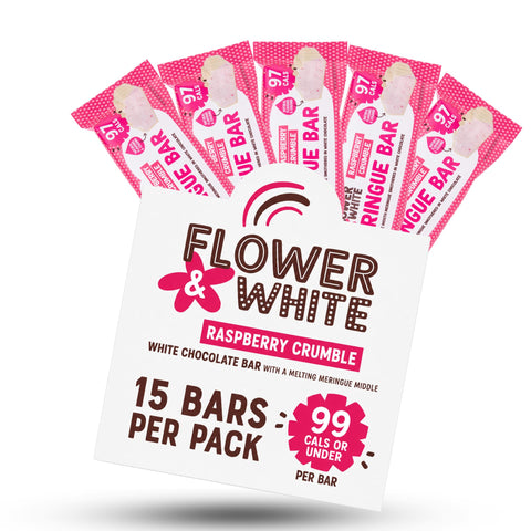 Flower & White Meringue Bar 12x20g Raspberry Crumble