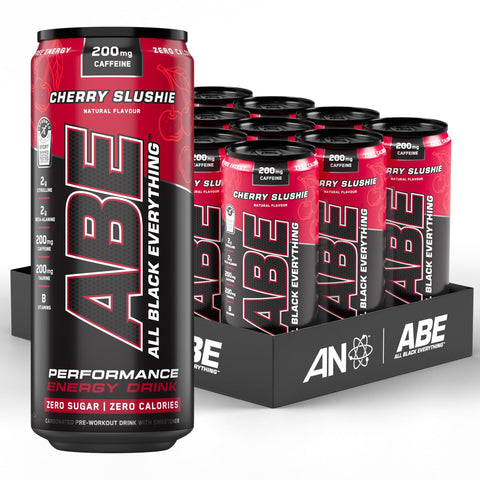 Applied Nutrition ABE (All Black Everything) Carbonated Can 12x330ml Cherry Slushie